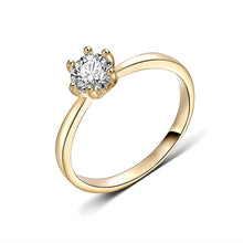 Laden Sie das Bild in den Galerie-Viewer, Gold Color  Simple Design 6 Prong Zirconia