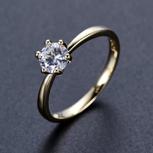Gold Color  Simple Design 6 Prong Zirconia