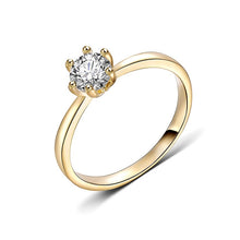 Laden Sie das Bild in den Galerie-Viewer, Gold Color  Simple Design 6 Prong Zirconia
