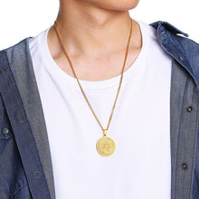 Laden Sie das Bild in den Galerie-Viewer, Mens&#39;s Necklace Stainless Steel Gold Color The Seals Sigil Gabriel Sign