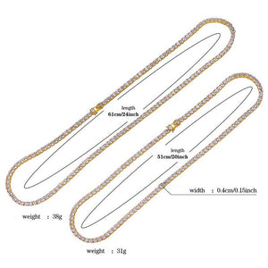 Tri-Color 4mm Iced Out 24K Gold Plated Cubic Zircon Chain