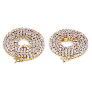 Tri-Color 4mm Iced Out 24K Gold Plated Cubic Zircon Chain