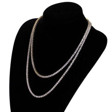 Laden Sie das Bild in den Galerie-Viewer, Tri-Color 4mm Iced Out 24K Gold Plated Cubic Zircon Chain