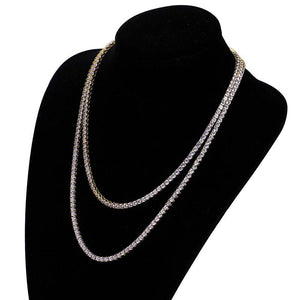 Tri-Color 4mm Iced Out 24K Gold Plated Cubic Zircon Chain