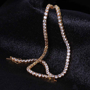 Tri-Color 4mm Iced Out 24K Gold Plated Cubic Zircon Chain