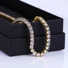 Laden Sie das Bild in den Galerie-Viewer, Tri-Color 4mm Iced Out 24K Gold Plated Cubic Zircon Chain