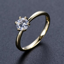 Laden Sie das Bild in den Galerie-Viewer, Gold Color  Simple Design 6 Prong Zirconia