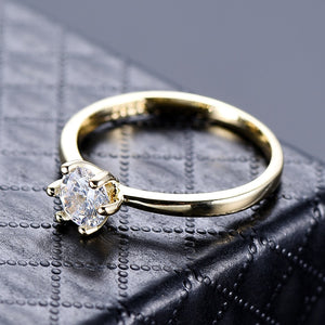 Gold Color  Simple Design 6 Prong Zirconia