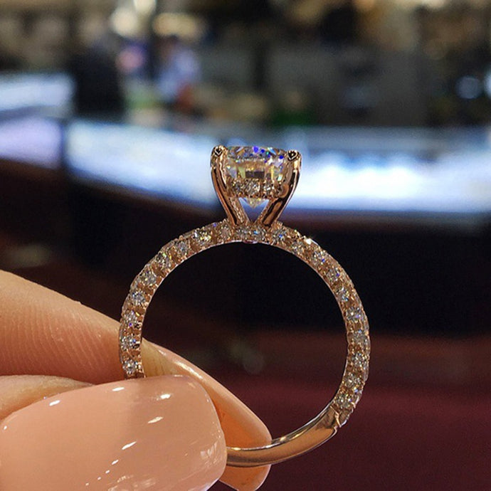 Rose Gold Silver Color Copper Rings Zirconia