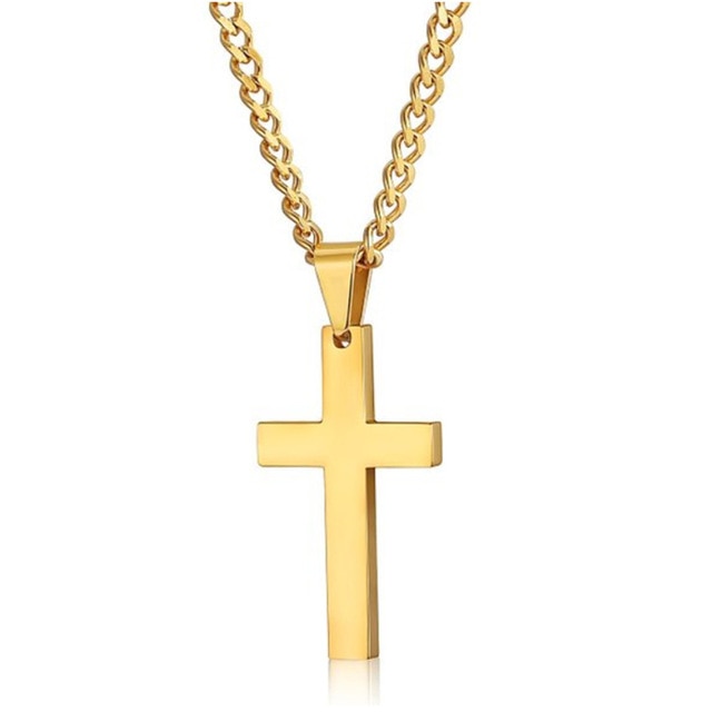 Vintage Cross Pendant Necklace Stainless