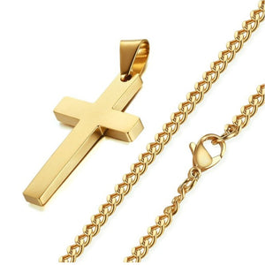 Vintage Cross Pendant Necklace Stainless