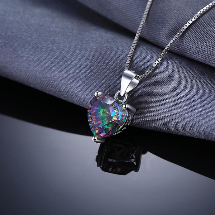 silver Necklaces For Women Black colored Topaz Heart