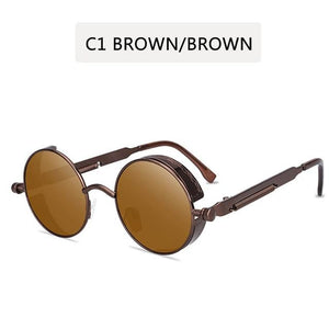 2019 Metal Steampunk Sunglasses  Round design Vintage