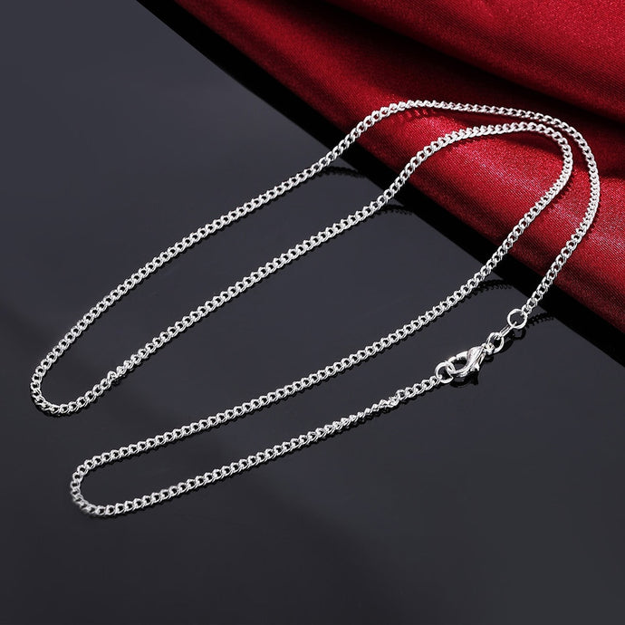 Pure Silver Necklaces for Men Women 2mm Chain Necklace 16-30