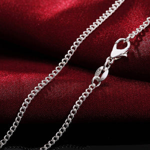 Pure Silver Necklaces for Men Women 2mm Chain Necklace 16-30
