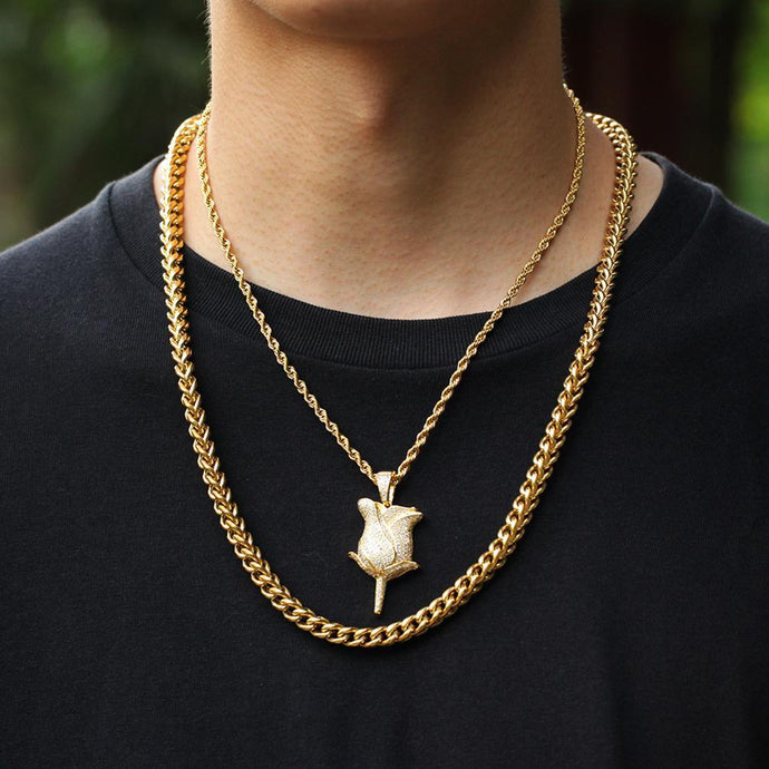 Franco Chain Necklace 316L Stainless Steel 6mm Wide Gold/Silver Color