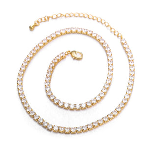 Zircon Necklace Gold CZ Crystal