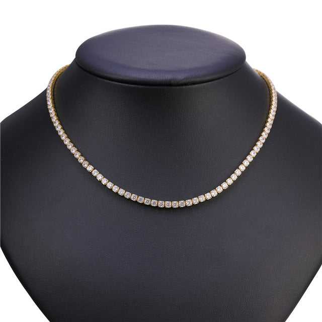 Zircon Necklace Gold CZ Crystal