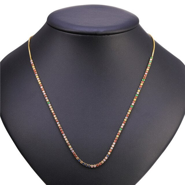 Zircon Necklace Gold CZ Crystal