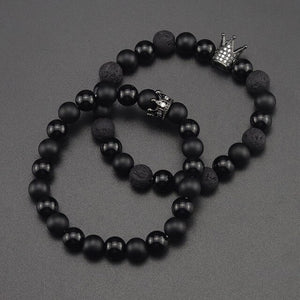 Gold CZ King crown  natural stone beads