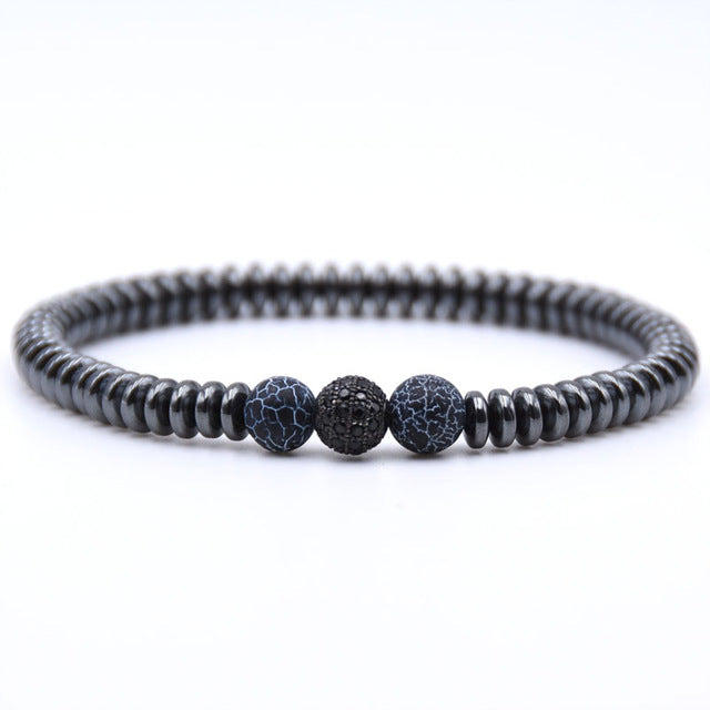 Micro Pave CZ Zirconia Gold ball Charm Bracelet Men