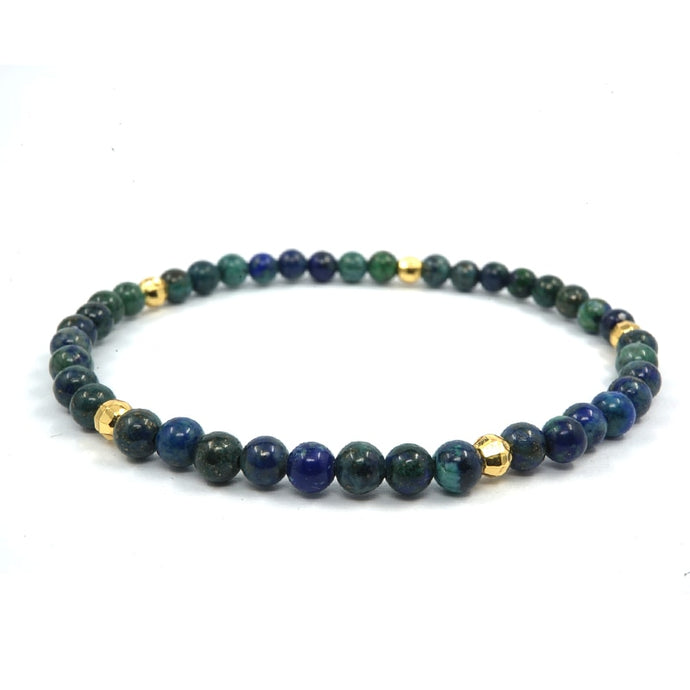 Natural Stone 24K Gold Color Beads Charms Bracelet