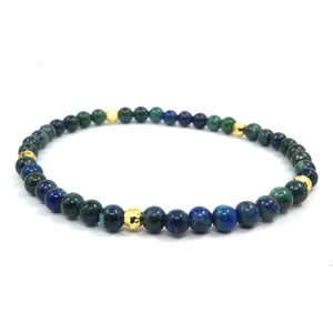 Natural Stone 24K Gold Color Beads Charms Bracelet