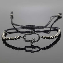 Laden Sie das Bild in den Galerie-Viewer, Hamsa Hand Bracelet Jewelry 24K Gold