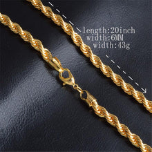 Laden Sie das Bild in den Galerie-Viewer, 18 K 6MM 50 cm 20 inch men chain twist necklace