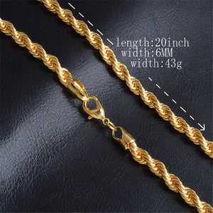18 K 6MM 50 cm 20 inch men chain twist necklace
