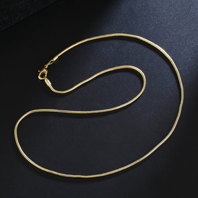 Beautiful Gold Color 2MM snake chain 40-75cm jewelry  18 K