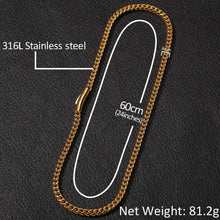 Laden Sie das Bild in den Galerie-Viewer, Franco Chain Necklace 316L Stainless Steel 6mm Wide Gold/Silver Color
