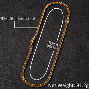 Franco Chain Necklace 316L Stainless Steel 6mm Wide Gold/Silver Color