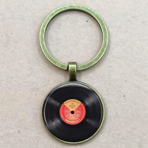 Vinyl Record Keychain - DJ Gift - Bronze record keyring or Silver vinyl
