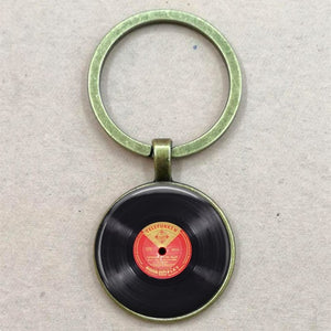 Vinyl Record Keychain - DJ Gift - Bronze record keyring or Silver vinyl