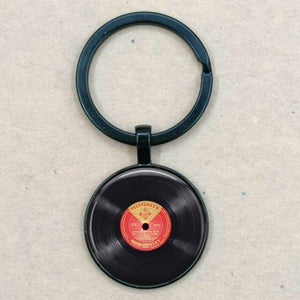 Vinyl Record Keychain - DJ Gift - Bronze record keyring or Silver vinyl