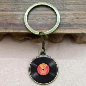 Vinyl Record Keychain - DJ Gift - Bronze record keyring or Silver vinyl
