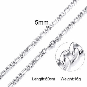 Standart men Stainless Steel Choker with 21-24 Inches (2.1mm-5mm Wide)