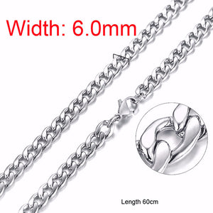 Standart men Stainless Steel Choker with 21-24 Inches (2.1mm-5mm Wide)