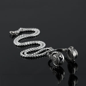 DJ Headphone Pendant Necklaces H Stainless Steel Chain