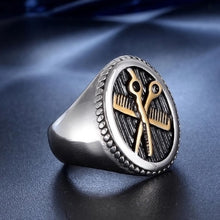 Laden Sie das Bild in den Galerie-Viewer, Silver Gold Hair Stylist Comb Scissors Men&#39;s Titanium Steel Ring