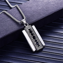 Laden Sie das Bild in den Galerie-Viewer, Razor Blade Pendants Necklaces Gold Color Stainless Steel Chain Barber Shop