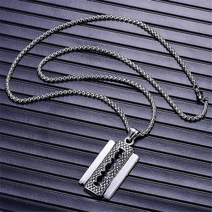 Razor Blade Pendants Necklaces Gold Color Stainless Steel Chain Barber Shop