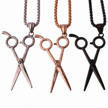 Laden Sie das Bild in den Galerie-Viewer, Punk Barbe Silver Rose Gold Black Color 316L Stainless Steel Hair clipper Scissors Pendants