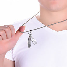 Laden Sie das Bild in den Galerie-Viewer, Razor Blade Pendants Necklaces Gold Color Stainless Steel Chain Barber Shop