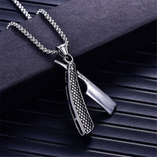 Laden Sie das Bild in den Galerie-Viewer, Razor Blade Pendants Necklaces Gold Color Stainless Steel Chain Barber Shop