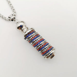 Black Knight Gold color stainless steel carved Cylinder pendant Unique necklace