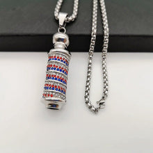 Laden Sie das Bild in den Galerie-Viewer, Black Knight Gold color stainless steel carved Cylinder pendant Unique necklace