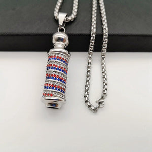 Black Knight Gold color stainless steel carved Cylinder pendant Unique necklace