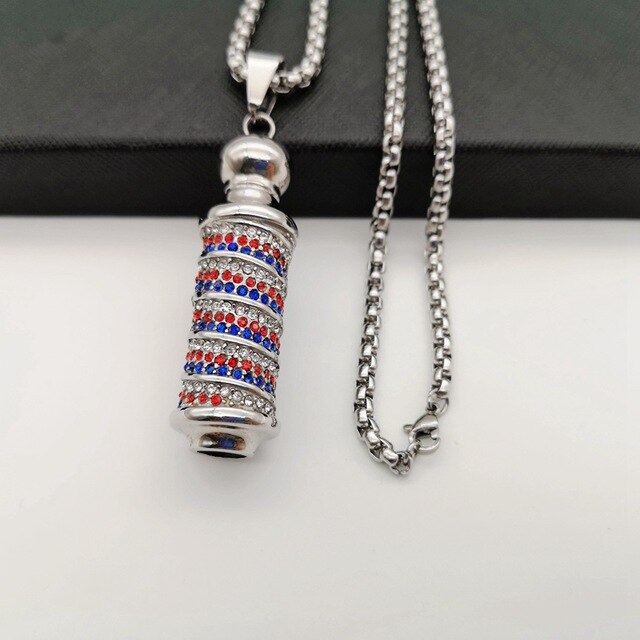 Black Knight Gold color stainless steel carved Cylinder pendant Unique necklace